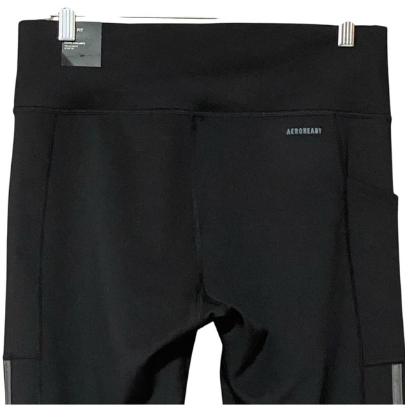 Adidas Primegreen Aeroready Tights L Black/Grey 3-Stripes 7/8 Length NWT - Picture 5 of 12